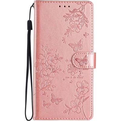 GKK Кожен Калъф с Джобове за Honor 400 Lite, Butterfly Wallet Book Case, Розов (5966011611132)