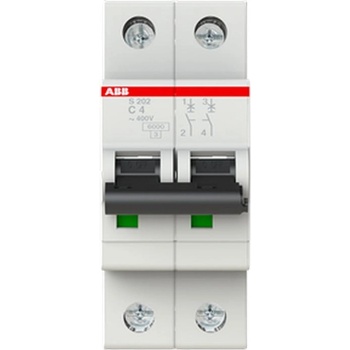 ABB Автоматичен прекъсвач ABB S202-C4 - 2 P, 4 A, 6 kA (2CDS252001R0044)