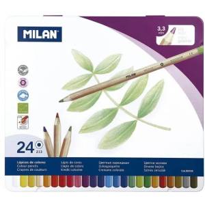 MILAN Цветни моливи milan 24 цвята, метална кутия