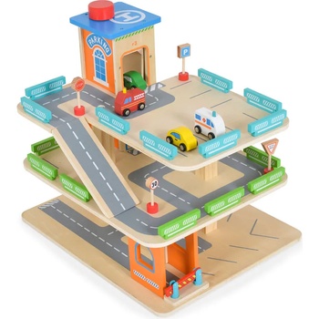 Moni Toys Дървен паркинг / гараж на три етажа 1085 - 25 части