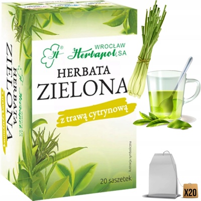 Herbapol ZELENÝ ČAJ s CITRÓNOVOU TRÁVOU 20 vrecúšok 60 G
