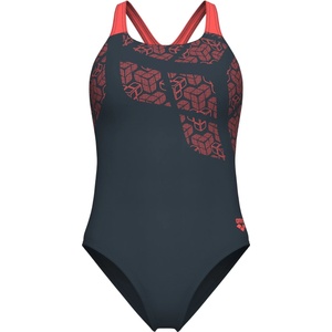 arena Дамски бански костюм Arena Women's Kikko Swimsuit Swim Pro Back Swimsuit - Asphalt / Calypso Coral - размер 36 (EU) (150-5857-0312)