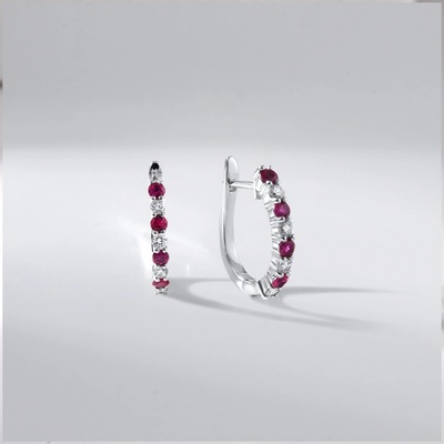 Lillian Vassago Zdobené náušnice s rubínem a brilianty bílé zlato LLV59-DER038WRU