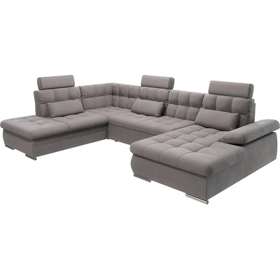 ROPEZ Сив разтегателен ъглов диван с място за съхранение (ляв ъгъл/U форма) Merkur - Ropez (Merkur HO+1+E+2+OT tk. Enjoy New 21)