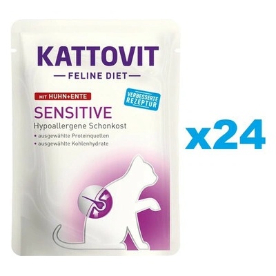 Kattovit Feline Diet Sensitive Kuracie s kačacím 24 x 85 g
