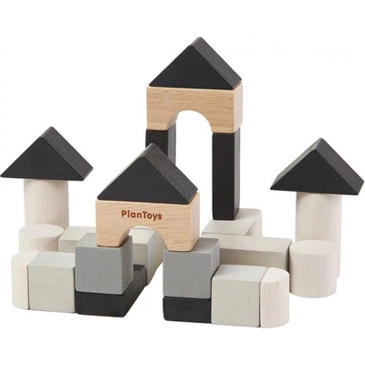 Plan Toys Мини комплект дървени кубчета PlanToys, 24 броя (4129)