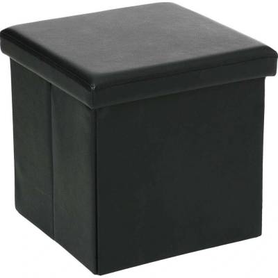 Atmosphera Pouf z umělé kůže 2 v 1 s úložným prostorem, podnožka - černá 121266A černá