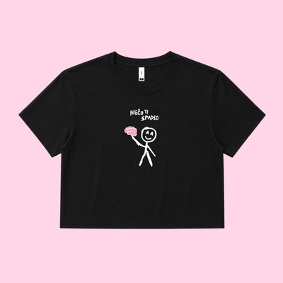 Dotyk Slov dámsky crop top Niečo ti spadlo čierna