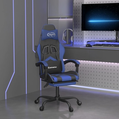 VidaXL s podnožkou modrá a černá umělá kůže