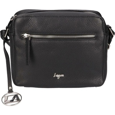 Lagen luxusni dámská kožená střední crossbody BLC-23/2627 black černá