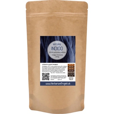 Herbarium Projekt Indigo modré, prírodný prášok na farbenie vlasov 100 g