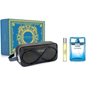 Versace Man Eau Fraiche подаръчен комплект за мъже Размер EDT 100 ml + EDT 10 ml + несесер