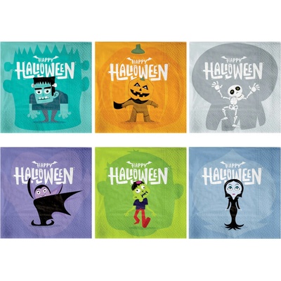 Party Pal Papírové ubrousky Halloween monstra 33x33cm 12 ks