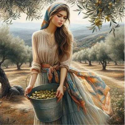 Norimpex - Puzzle Diamant painting: Girl with the harvest 30x40cm - 1 - 39 piese