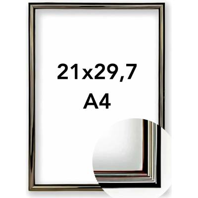 Fotorámeček BF Rozměr: A4 - 21 x 29,7 cm, Barva: Zlatý proužek, Typ zasklení: Plexi
