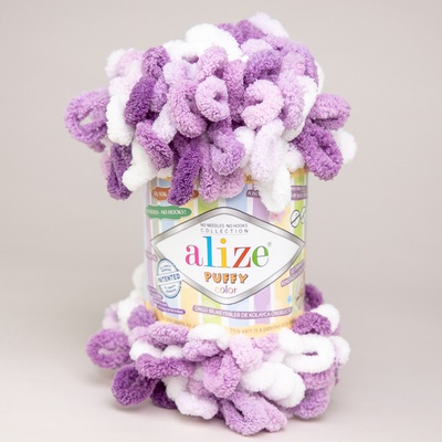 Alize Puffy Color 5923 fialová a bílá