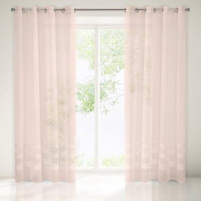 Takoy Dekorační záclona z matného etamínu zdobená pruhy s lesklou mohérovou nití-HF-361837 | 140 x 250 cm