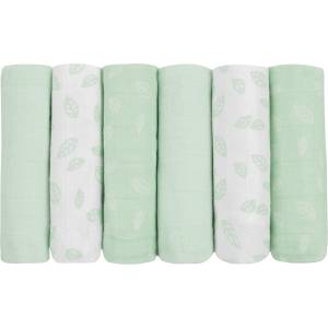 KikkaBoo Комплект муселинови кърпи Kikkaboo - Leaves, Mint, 30 х 30 сm, 6 броя (31103010080)