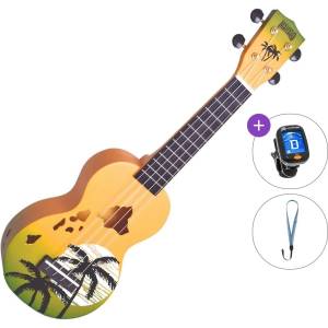 Mahalo Hawaii Basic SET Hawaii Green Burst Сопрано укулеле (MD1HA-GNB-BASIC-SET)