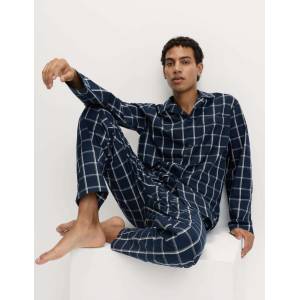 Marks & Spencer Карирана пижамена сouprava от чист памук Marks & Spencer морско синя Marks & Spencer | Sin | МЪЖЕ | S
