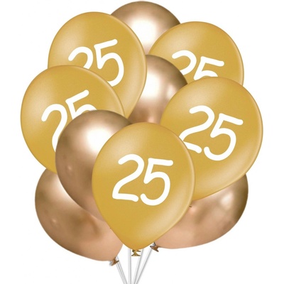 Balonky.cz Balónky 25 narozeniny zlaté 30 cm mix