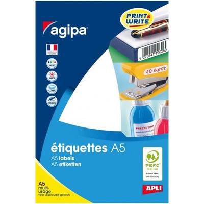 Etikety kruhové 15mm Agipa A5 biele
