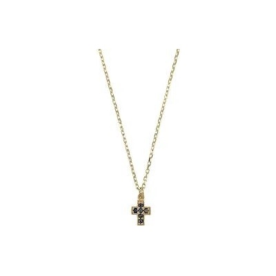 Infinity Silver Zlatý náhrdelník s křížkem s černými zirkony 276482Y42BL1,15