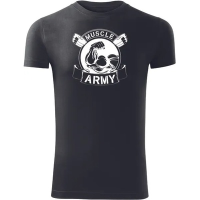 DRAGOWA Фитнес тениска с къс ръкав Muscle Army Original, черна, 180 г/м2 (4188)