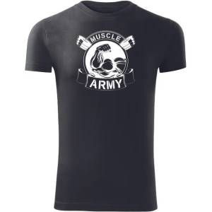 DRAGOWA Фитнес тениска с къс ръкав Muscle Army Original, черна, 180 г/м2 (4188)