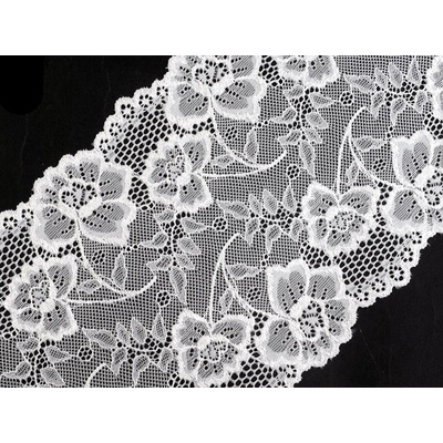Prima-obchod Elastická krajka / vsadka / běhoun šíře 18,5 cm, barva 1 bílá