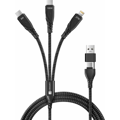 Connect IT CCA-2320-BK Wirez 6in1 2x USB-C, 1x Lightning, 1,25m