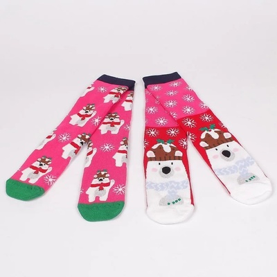 Розов комплект термо чорапи с коледни мечета