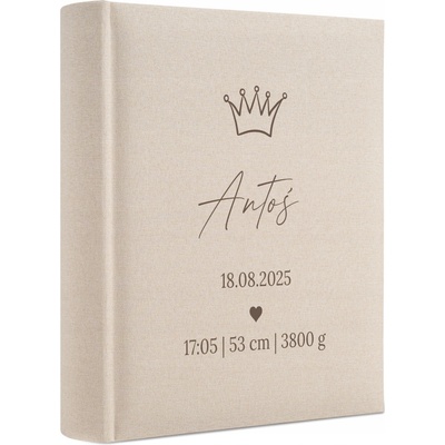 Dětské album s kapsami na 300 fotografií 10x15 cm, béžové, s možností personalizace - Metrička