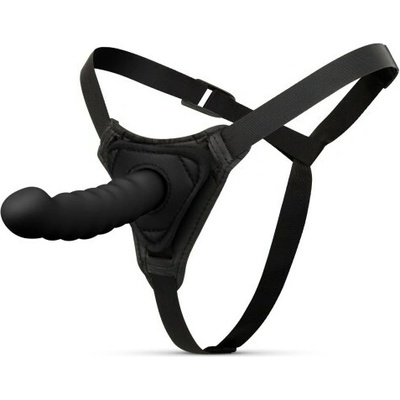 Easytoys Silicone Strap-On Bended Ribbed Black