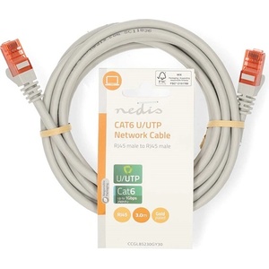 Nedis CCGL85230GY30 UTP Cat6 пач кабел, RJ45 с позлатени контакти, дължина 3 м (CCGL85230GY30)
