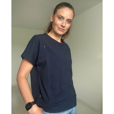 Kojicí tričko se zipem Kira oversized tmavě modré