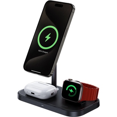 Benks Infinity 3-in-1 Magnetic MagSafe Wireless Charger - тройна поставка (пад) за безжично зареждане за iPhone с Magsafe, Apple Watch и AirPods Pro (черен)