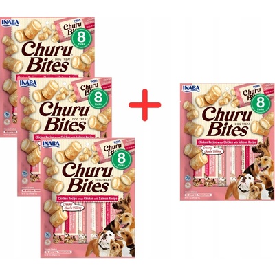 Churu Pochoutky pro psa Bites kuře a losos 96 g
