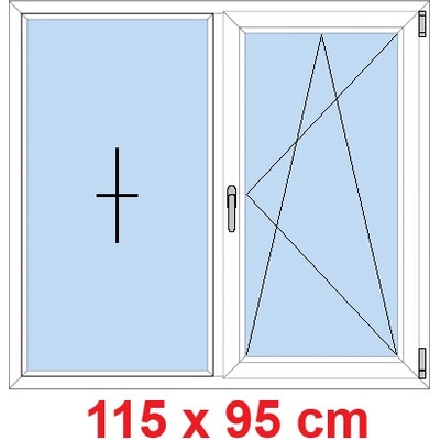 Soft Dvoukřídlé plastové okno 115x95 cm FIX+OS Bílá