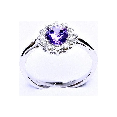 Čištín Stříbrný zirkon ametyst čiré zirkony T 1495