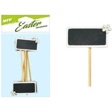 MFP Easter drevené tabuľky, zápich, výška 14 cm biele 6 ks
