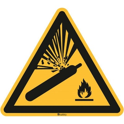 Značka Plynové fľaše, ISO 7010, samolepka, , 200 mm, 10 ks