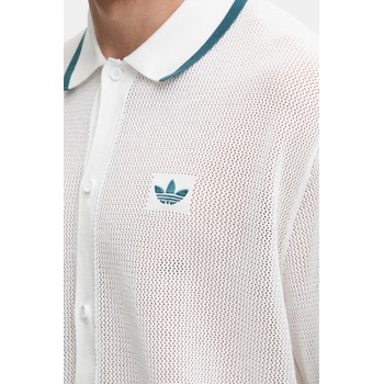 Adidas Памучна риза adidas Originals Knitted Shirt в бяло със свободна кройка с класическа яка KC3526 (KC3526)