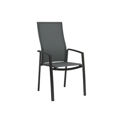 Stern Stohovatelné jídelní křeslo s vysokou opěrkou Kari 58x66x109 cm, rám lakovaný hliník bílý (white), výplet textilen stříbrný (silver), Područky bílé