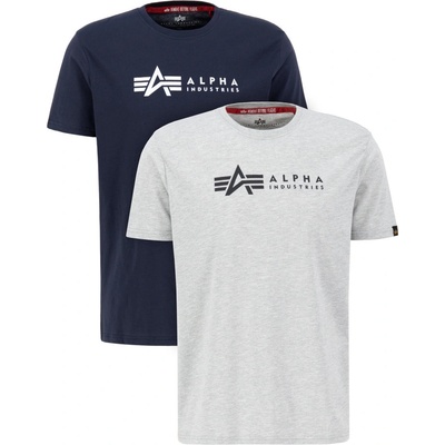 Alpha Industries tričko LABEL 2 Pack grey.heat/rep.blue