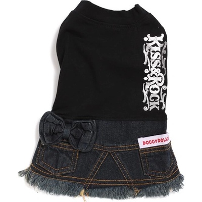 Ó lala Pets Mikina Šaty pro štěňata a malé psy Jeans Doggy Dolly Kiss & Rock Girl 100% Bavln