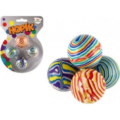 Teddies Hopík míček 4cm 4ks mramorovaný na kartě