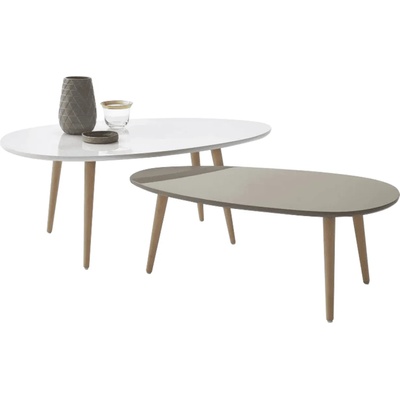 Комплект 2 броя холни маси Doblo бяло и сиво