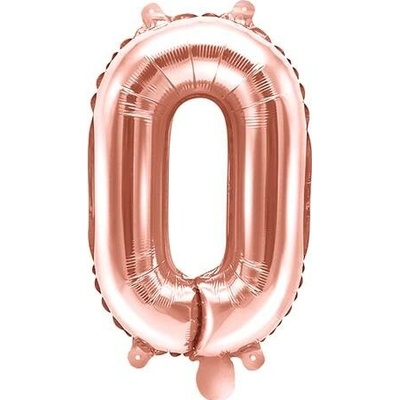 PartyDeco Fóliový balón číslo 0 ružové zlato malý 35 cm