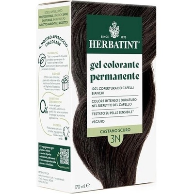 Herbatint Permanentní barva na vlasy 3N Tmavě hnědá – 170 ml | Bez amoniaku, 100% krytí šedin | Pro